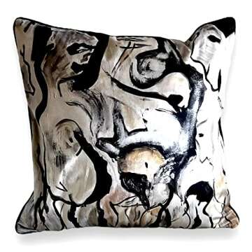 Vanderbeek Art Inspired Decorative Throw Pillow Cover Squiggle 18x18