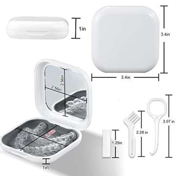 Retainer Case, Slim Aligner Case with Mirror, Compatible with Invisalign, Night Guard and Mouth Guar...
