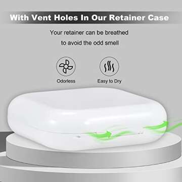 Retainer Case, Slim Aligner Case with Mirror, Compatible with Invisalign, Night Guard and Mouth Guard, Premium Retainer Case, With Aligner Remover Tool, Chew & Brush, White