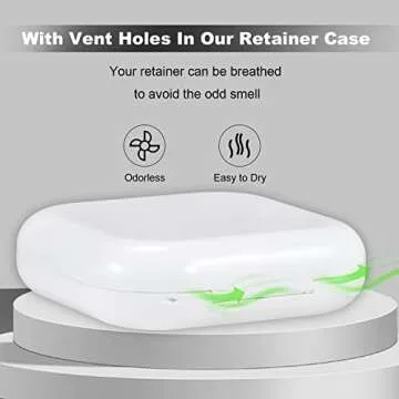 Retainer Case, Slim Aligner Case with Mirror, Compatible with Invisalign, Night Guard and Mouth Guard, Premium Retainer Case, With Aligner Remover Tool, Chew & Brush, White