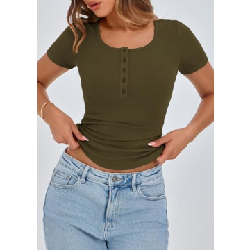 PRETTYGARDEN Women's Stylish Short Sleeve Tops in All Sizes