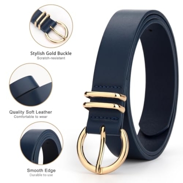 Rrwin Women Belts for Jeans with Gold Buckle - 3 Pack