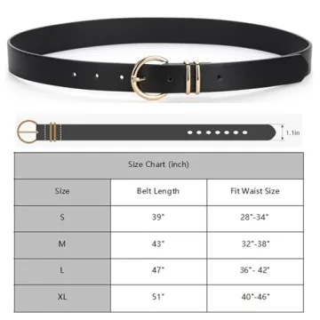 Rrwin Women Belts for Jeans with Gold Buckle - 3 Pack