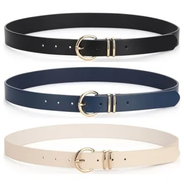 Rrwin Women Belts for Jeans with Gold Buckle - 3 Pack
