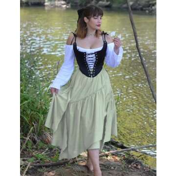 Women Summer Long Maxi Skirt A Line Ruffled Beach Skirt with Pockets Mint Green L