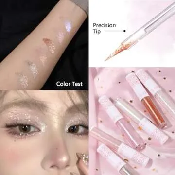 6Pcs Liquid Glitter Eyeshadow Eyeliner - Glamorous Korean Makeup Set!