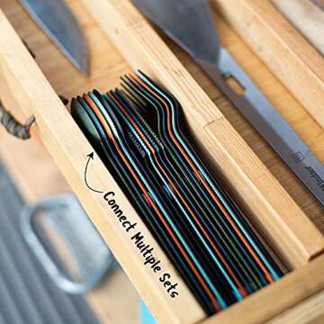 FULL WINDSOR - MAGWARE Magnetic Camping Cutlery Set - Travel Utensils for Camping, Cooking, and Outdoor Dining - Knife, Fork & Spoon - Portable Silverware with Pouch - Black (3 PCS)