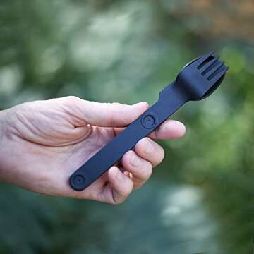 FULL WINDSOR - MAGWARE Magnetic Camping Cutlery Set - Travel Utensils for Camping, Cooking, and Outdoor Dining - Knife, Fork & Spoon - Portable Silverware with Pouch - Black (3 PCS)