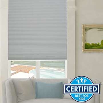 Persilux Custom Size Cellular Shades Cordless Blackout Roller Shades Bottom up Pleated Window Blinds Waterproof Thermal Insulated Honeycomb Blinds for Windows, Home and Office Dark Grey