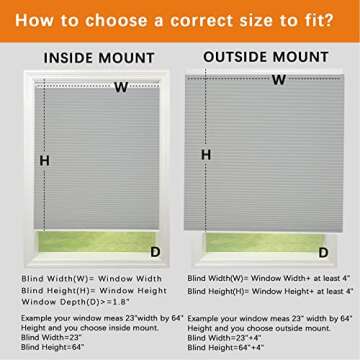 Persilux Custom Size Cellular Shades Cordless Blackout Roller Shades Bottom up Pleated Window Blinds Waterproof Thermal Insulated Honeycomb Blinds for Windows, Home and Office Dark Grey