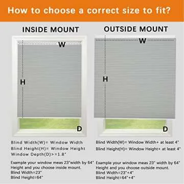 Persilux Custom Size Cellular Shades Cordless Blackout Roller Shades Bottom up Pleated Window Blinds Waterproof Thermal Insulated Honeycomb Blinds for Windows, Home and Office Dark Grey