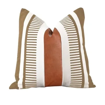 Vfuty Farmhouse Throw Pillow Covers for Couch Sofa Decorative Faux Leather Square Cushion Cover Trib...