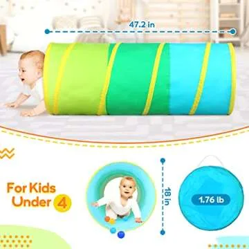 Moncoland Kids Play Tunnel Tent for Toddlers, Colorful Cotton Pop Up Crawl Tunnel Toy for Baby Infant Children or Dog Cat Pet, Collapsible Gift for Boy and Girl and Game (Cotton Baby Tunnel)