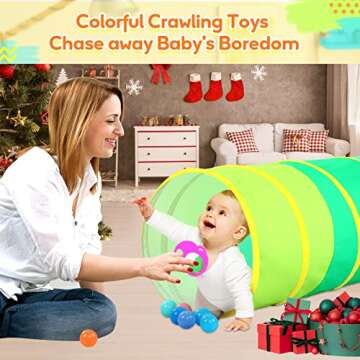 Moncoland Kids Play Tunnel Tent for Toddlers, Colorful Cotton Pop Up Crawl Tunnel Toy for Baby Infant Children or Dog Cat Pet, Collapsible Gift for Boy and Girl and Game (Cotton Baby Tunnel)