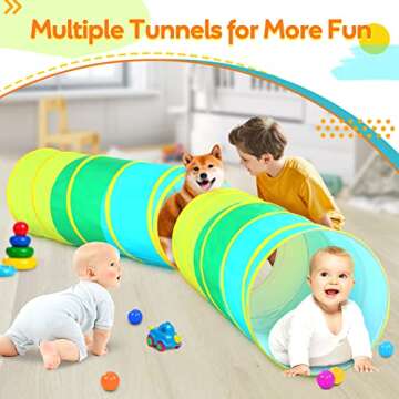 Moncoland Kids Play Tunnel Tent for Toddlers, Colorful Cotton Pop Up Crawl Tunnel Toy for Baby Infant Children or Dog Cat Pet, Collapsible Gift for Boy and Girl and Game (Cotton Baby Tunnel)
