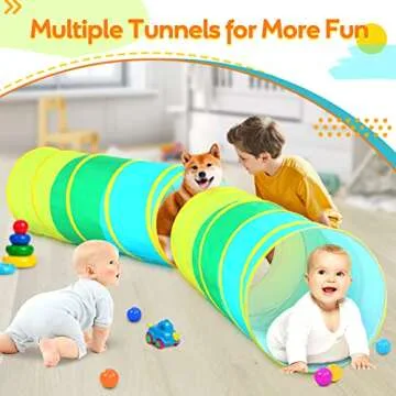 Moncoland Kids Play Tunnel Tent for Toddlers, Colorful Cotton Pop Up Crawl Tunnel Toy for Baby Infant Children or Dog Cat Pet, Collapsible Gift for Boy and Girl and Game (Cotton Baby Tunnel)