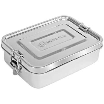 MORE-ECO Bento Box for Adult Stainless Steel 3 Compartment Lunch Box with Dip Container Leakproof 40...
