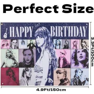 Happy Birthday Decorations, Birthday Banner Backdrop, Party Decorations Birthday Decorations for Girls Boys 5×3FT