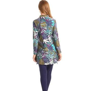 Ababalaya Fully Covered Swimsuits 3 Pieces Full Covered Burkini Swimwear with Swimming Cap,105Navy Blue,US Size 4-6