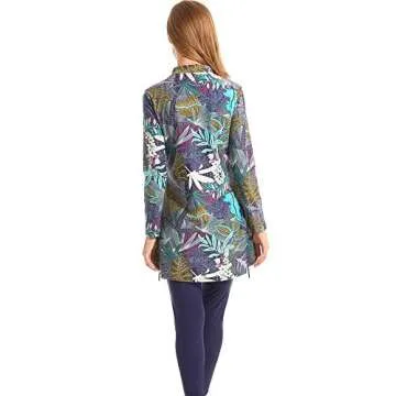 Ababalaya Fully Covered Swimsuits 3 Pieces Full Covered Burkini Swimwear with Swimming Cap,105Navy Blue,US Size 4-6