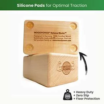 WOODPOWER BalanceBlocks - Handstand Blocks & Yoga Block in One - Bodyweight Training, Gymnastics, Acrobatics, Yoga, Yoga prop and accessory, Lightweight, Good for Travel, Premium European Quality (Pack of 2) (Classic, Flat)