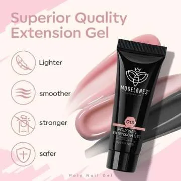 Modelones Poly Nail Extension Gel Kit - 6 Colors Poly Nails Gel Kit Nude Clear Black Pink All In One Starter Kit Builder Glue Gel with Nail Lamp Base Top Coat Set for Beginner DIY at Home Beauty Gifts
