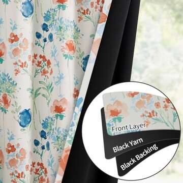 ugoutry 100% Blackout Floral Curtains for Bedroom