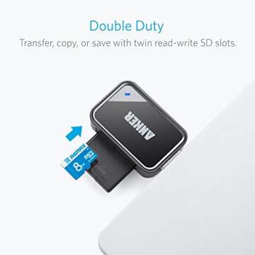 Anker USB 3.0 SD Card Reader, 2-in-1 SD Card Reader for SDXC, SDHC, MMC, RS-MMC, Micro SDXC, Micro SD, Micro SDHC, UHS-I Cards - Card Reader, Micro SD Card Reader