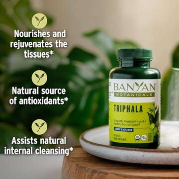 Banyan Botanicals Triphala Tablets - Organic Triphala Supplement with Amla, Haritaki & Bibhitaki – For Digestion, Elimination & Healthy Gut Microbiome* – 90 Tablets – Non-GMO Sustainably Sourced Vegan