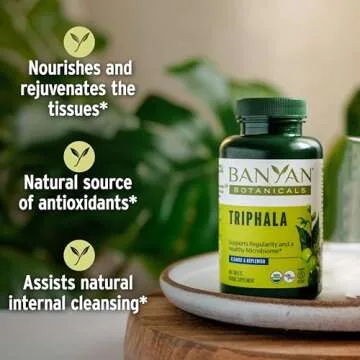 Banyan Botanicals Triphala Tablets - Organic Triphala Supplement with Amla, Haritaki & Bibhitaki – For Digestion, Elimination & Healthy Gut Microbiome* – 90 Tablets – Non-GMO Sustainably Sourced Vegan