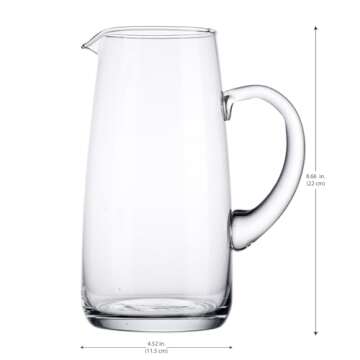 Elegant Glass Water Pitcher with Spout – 53 oz