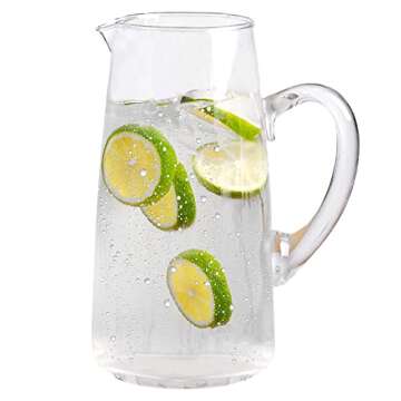 Elegant Glass Water Pitcher with Spout – 53 oz