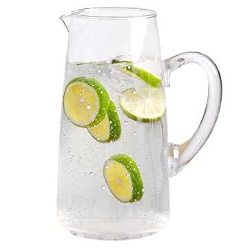 Elegant Glass Water Pitcher with Spout – 53 oz