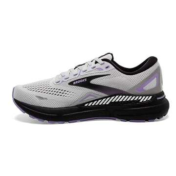 Brooks Women’s Adrenaline GTS 23 Supportive Running Shoe - Grey/Black/Purple - 9 Wide