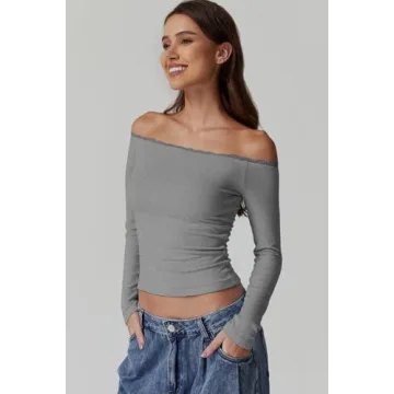 Chic Off Shoulder Crop Top with Lace Detail for Women