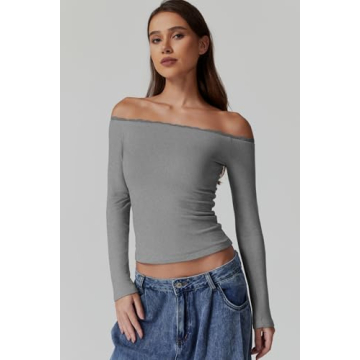 Chic Off Shoulder Crop Top with Lace Detail for Women