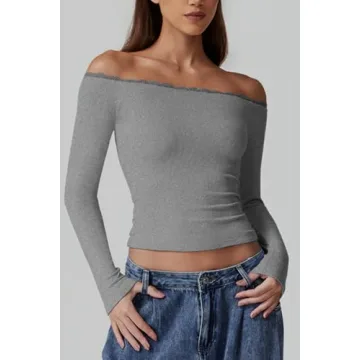 Chic Off Shoulder Crop Top with Lace Detail for Women