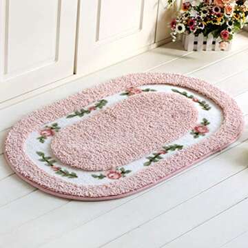 vctops Elegant Rose Flower Bathroom Rugs Bath Mat Door Mat Kitchen Welcome Mat Soft Non Slip Absorbe...