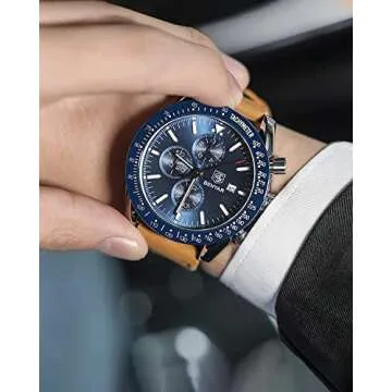 BY BENYAR Watch for Men Analog Quartz Chronograph Waterproof Luminous Designer Mens Wrist Watches Business Work Sport Casual Dress Watch with Silicone Strap Elegant Gifts for Men