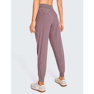 CRZ YOGA Women's Lightweight Workout Joggers 27.5" - Travel Casual Outdoor Running Athletic Track Hiking Pants with Pockets Antique Bark X-Small