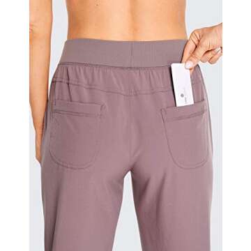 CRZ YOGA Women's Lightweight Workout Joggers 27.5" - Travel Casual Outdoor Running Athletic Track Hiking Pants with Pockets Antique Bark X-Small