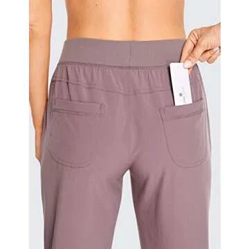 CRZ YOGA Women's Lightweight Workout Joggers 27.5" - Travel Casual Outdoor Running Athletic Track Hiking Pants with Pockets Antique Bark X-Small