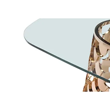 Modern Glass Dining Table with Rose Gold Base for Sale