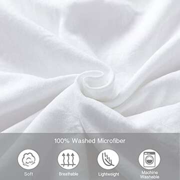 Pom Standard Size Pillow Shams Set of 2 - Boho Ball Tassel Trimmed Pillowshams - Pompom Fringe Cute Microfiber Pillowcases, 20x26 Inch, White…