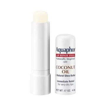 Aquaphor Naturally Inspired Lip Repair Stick with Coconut Oil and Natural Shea Butter, Hydrating Lip Balm Immediately Relieves Dryness, 0.17 Oz Stick