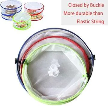 LessMo Pop Up Food Covers, Set of 3 Reusable Collapsible with Handles, Food Cover Kitchen Outdoor Picnic BBQ Insect Protector Mesh Net, Closed by Buckle