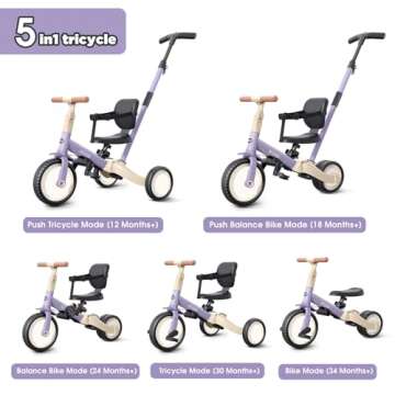newyoo Toddler Tricycle with Push Handle for 1-3 Year Old, Toddler Bike, Birthday Toy for Boys and G...