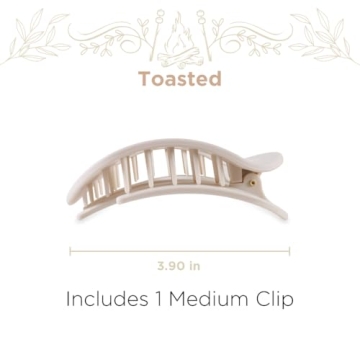TELETIES Medium Flat Round Hair Clip - Strong Grip & Style