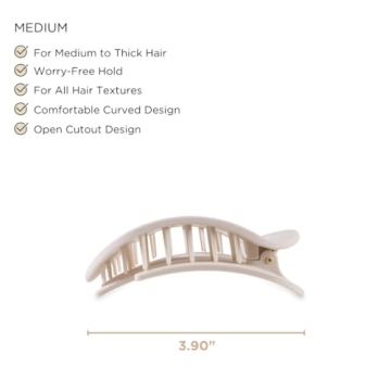 TELETIES Medium Flat Round Hair Clip - Strong Grip & Style