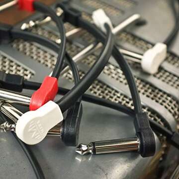 M MAKA Flat Low Profile Guitar Patch Cable 8 inch for Effects Pedals, S-Shape, 1/4 inch Right-Angle,...